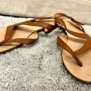 Stradivarius Tan Leather Sandals
